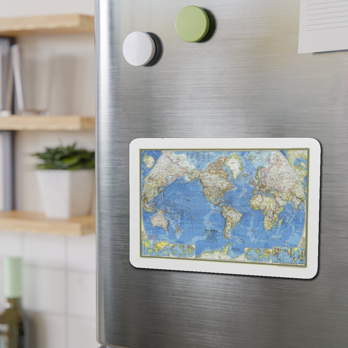 World Map (1970) (Map) Refrigerator Magnet-The Sticker Space