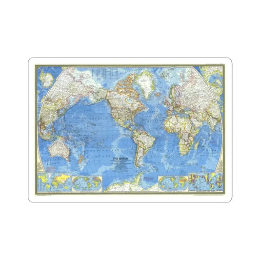World Map (1970) (Map) STICKER Vinyl Kiss-Cut Decal 2 Inch White - The Sticker Space