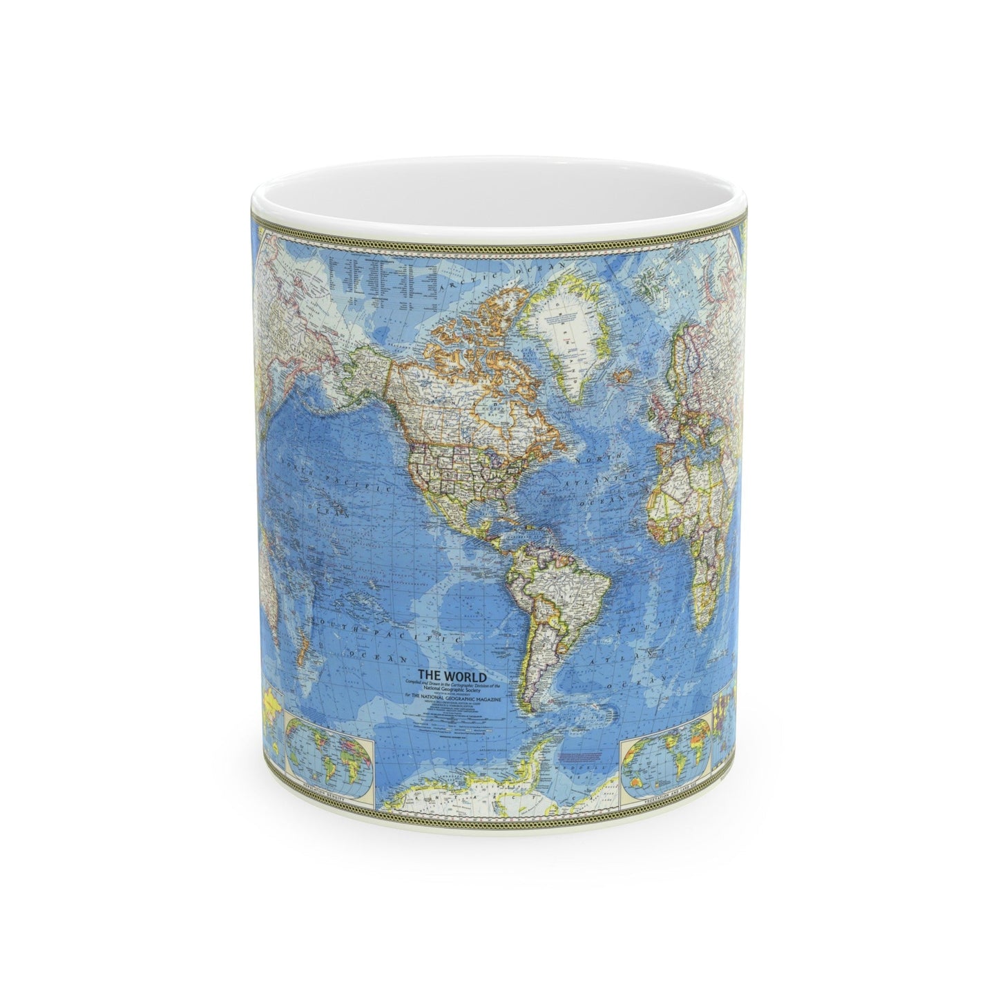 World Map (1970) (Map) White Coffee Mug-11oz-The Sticker Space