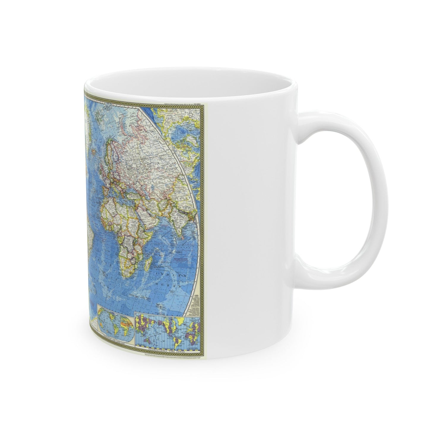 World Map (1970) (Map) White Coffee Mug-The Sticker Space