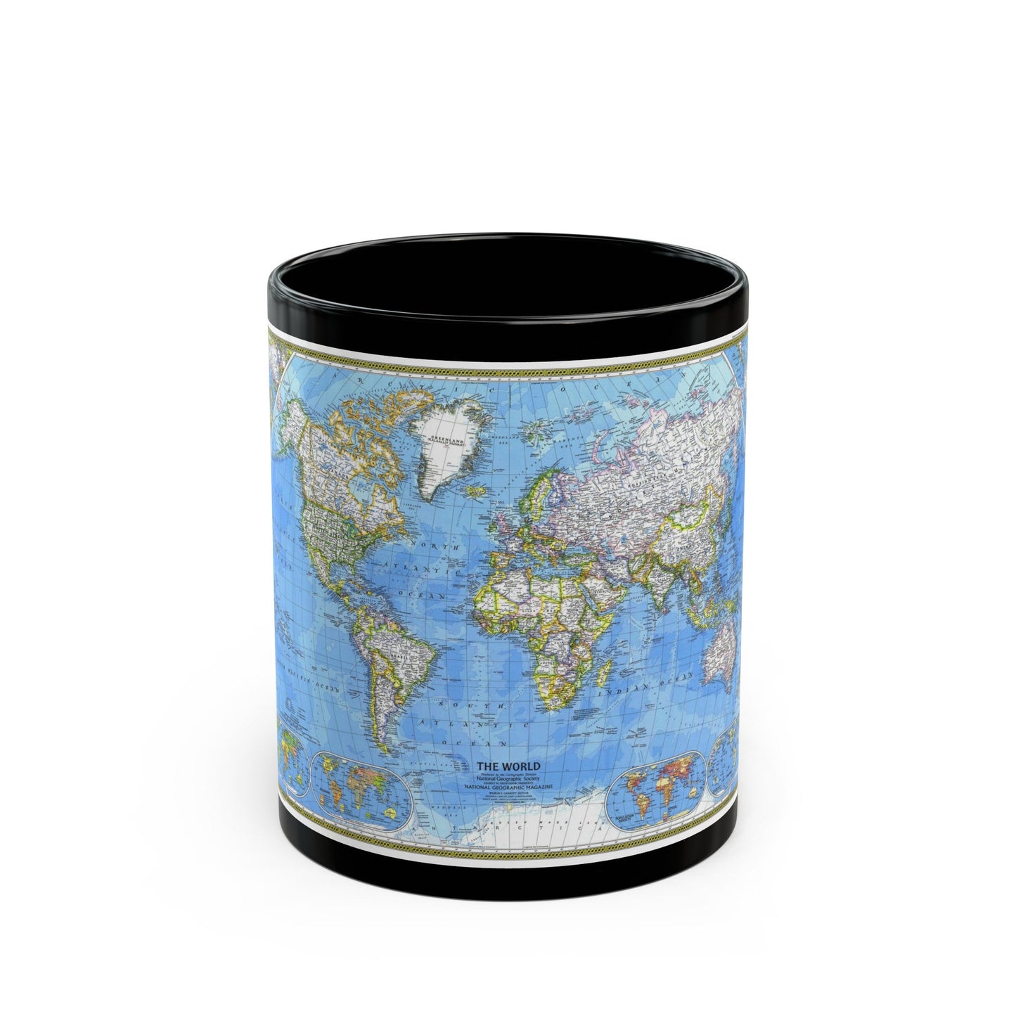 World Map (1981) (Map) Black Coffee Mug-11oz-The Sticker Space
