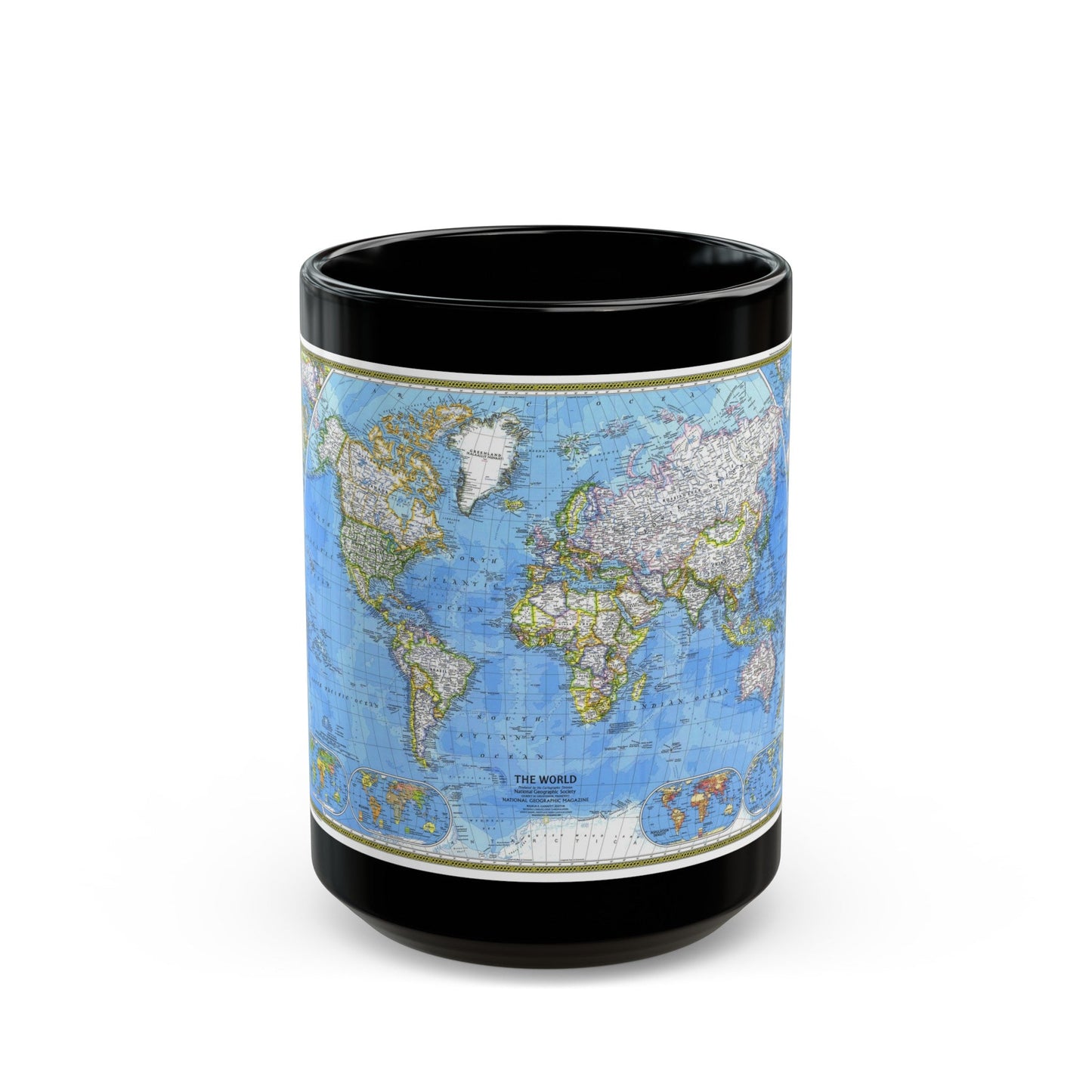 World Map (1981) (Map) Black Coffee Mug-15oz-The Sticker Space