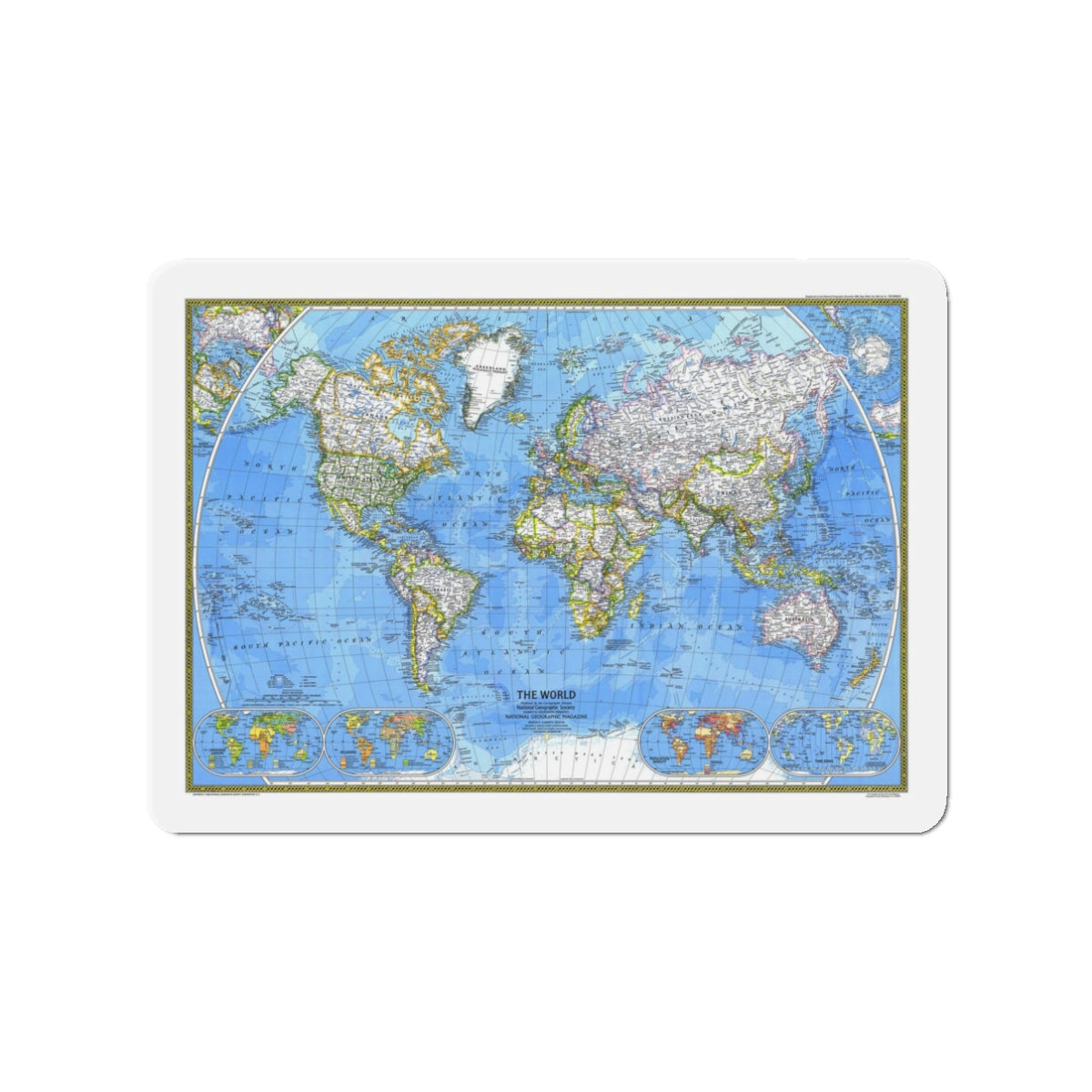 World Map (1981) (Map) Refrigerator Magnet-3" x 3"-The Sticker Space