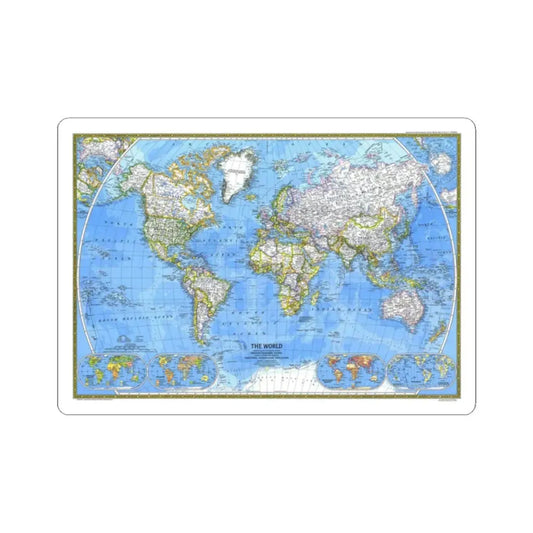 World Map (1981) (Map) STICKER Vinyl Kiss-Cut Decal 2 Inch White - The Sticker Space