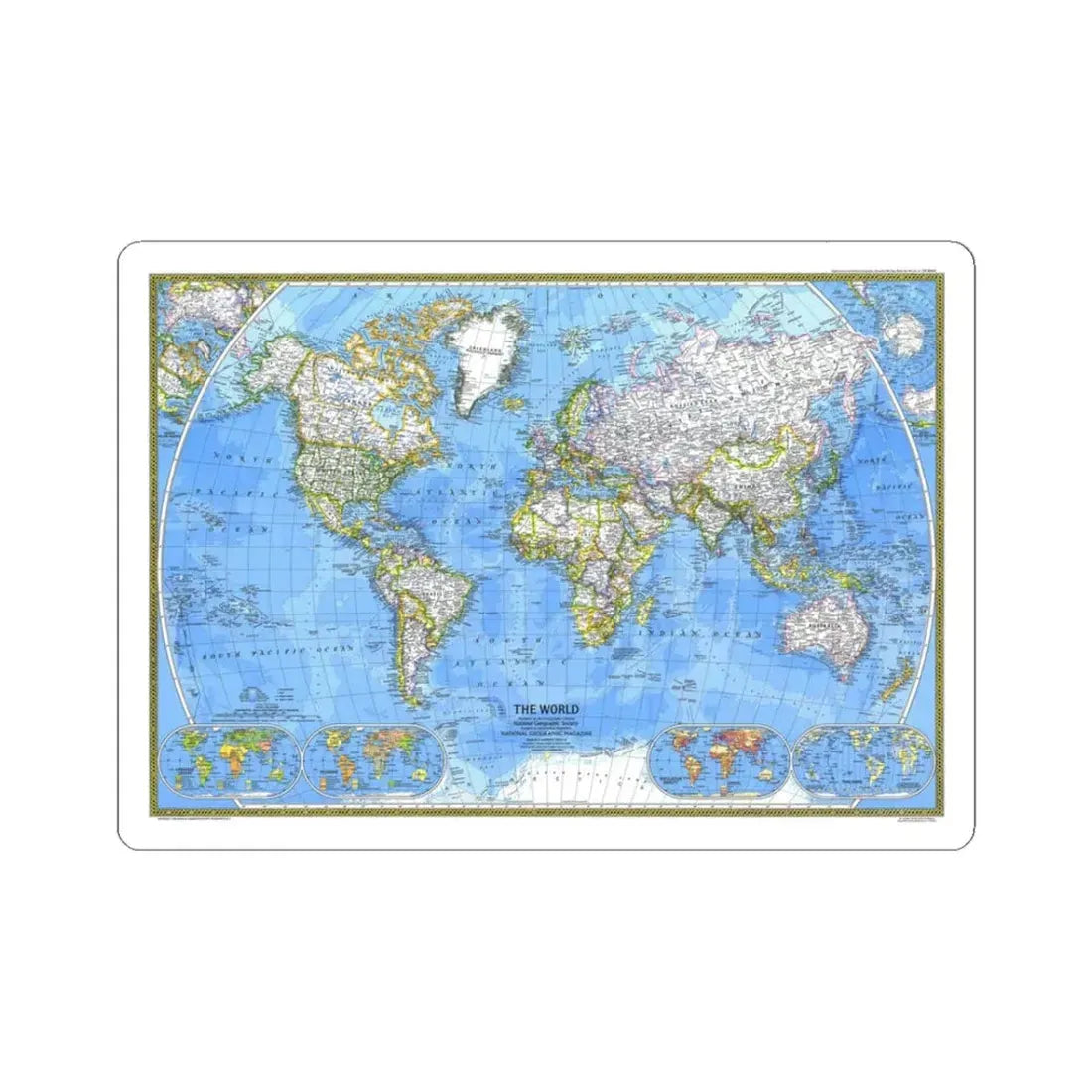 World Map (1981) (Map) STICKER Vinyl Kiss-Cut Decal 3 Inch White - The Sticker Space