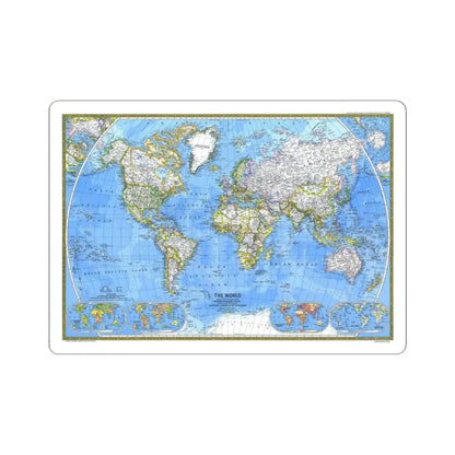 World Map (1981) (Map) STICKER Vinyl Kiss-Cut Decal 3 Inch White - The Sticker Space