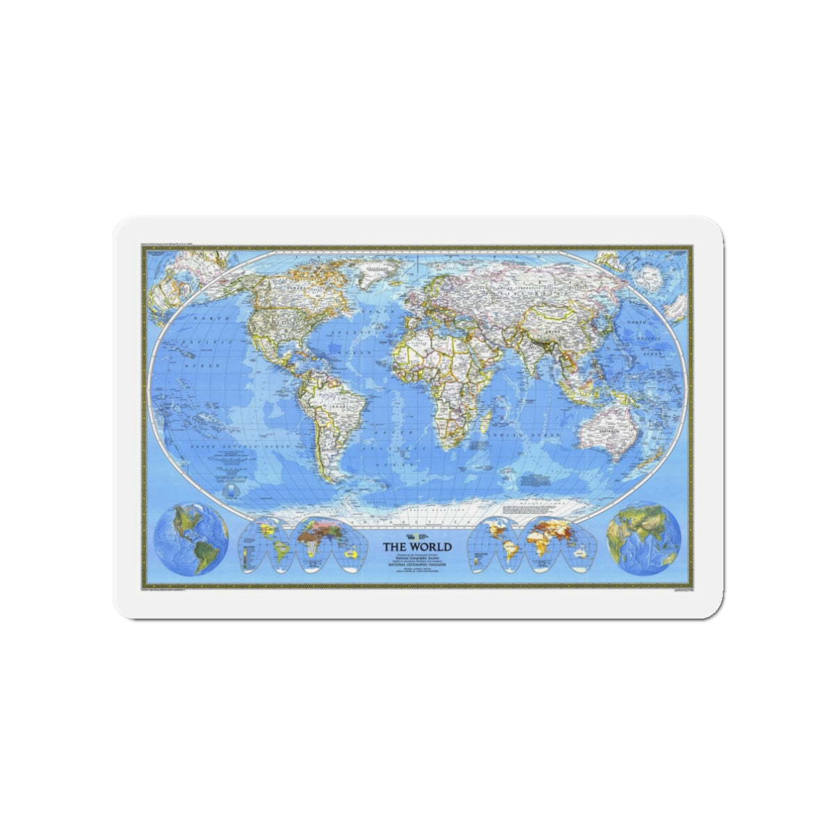 World Map (1988) (Map) Refrigerator Magnet-3" x 3"-The Sticker Space