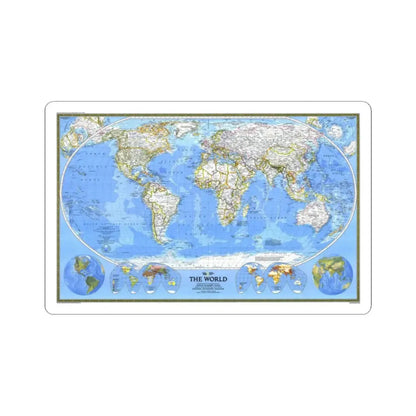 World Map (1988) (Map) STICKER Vinyl Kiss-Cut Decal 2 Inch White - The Sticker Space