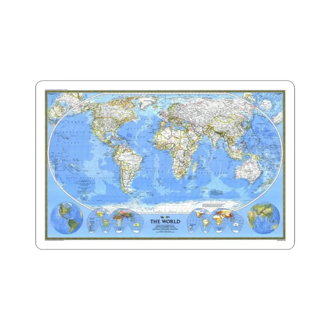 World Map (1988) (Map) STICKER Vinyl Kiss-Cut Decal 3 Inch White - The Sticker Space