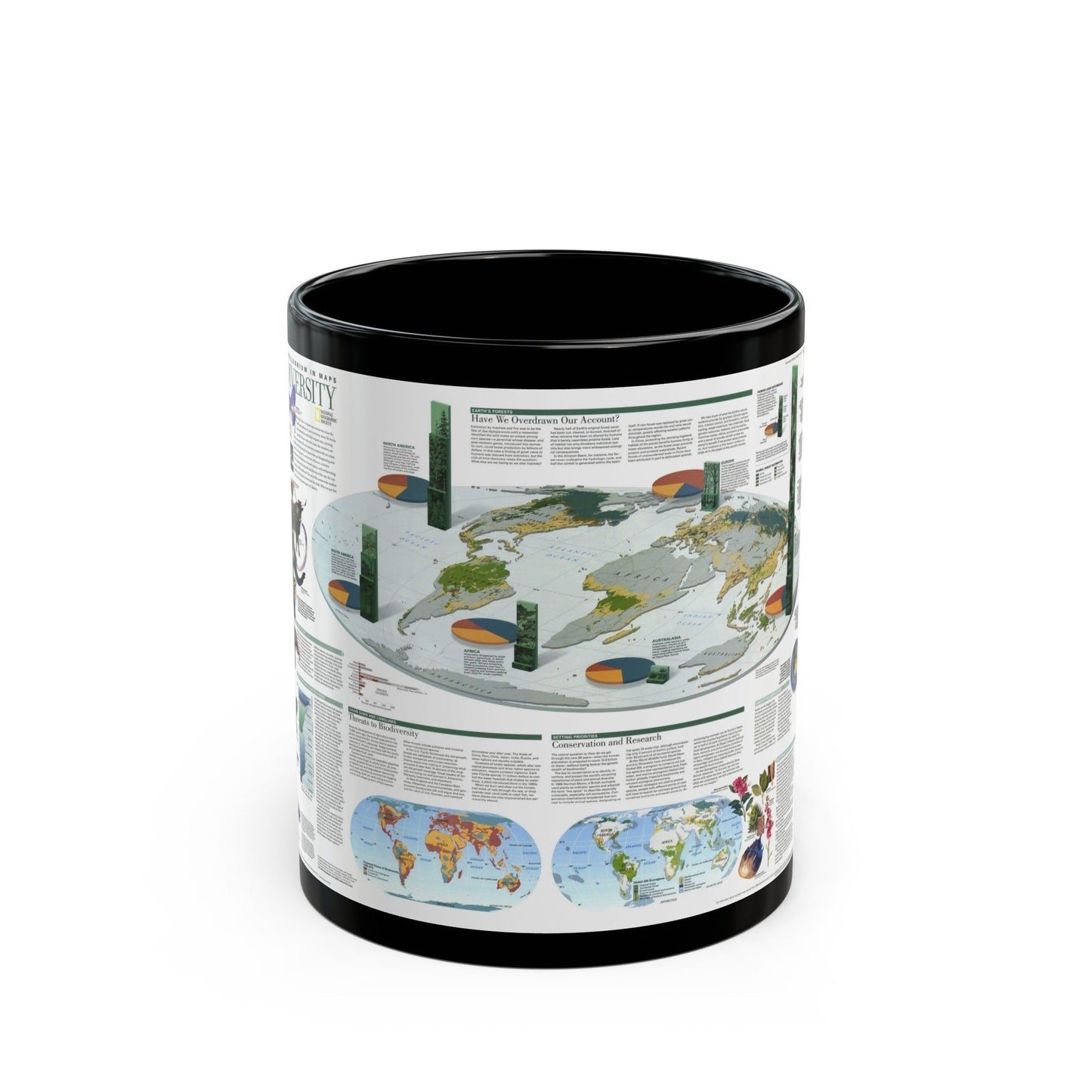 World Map - Biodiversity (1999) (Map) Black Coffee Mug-11oz-The Sticker Space