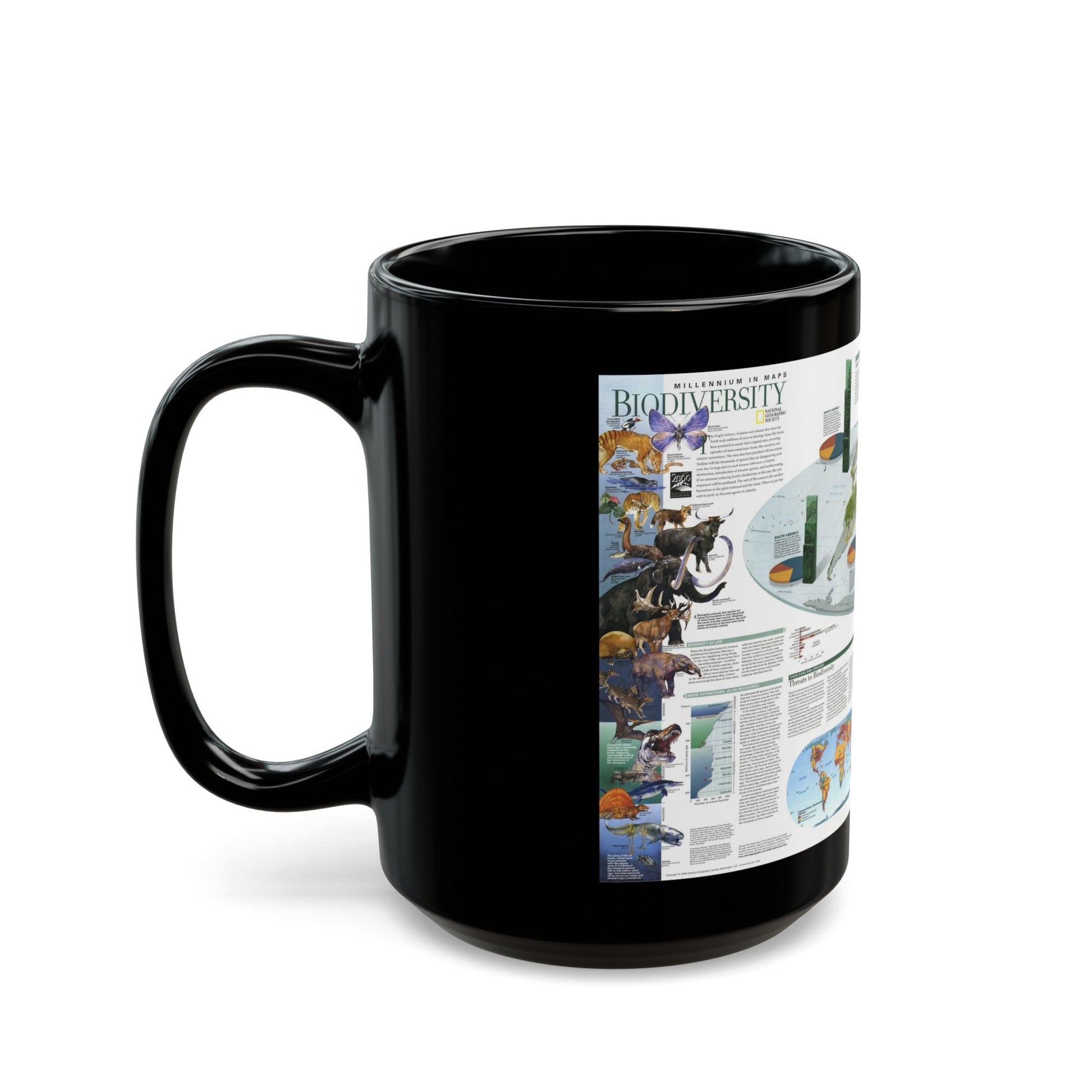 World Map - Biodiversity (1999) (Map) Black Coffee Mug-The Sticker Space