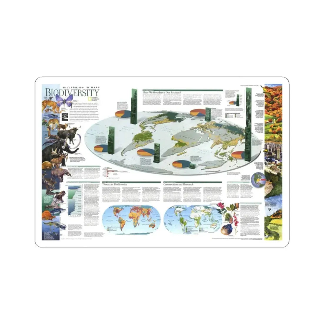 World Map - Biodiversity (1999) (Map) STICKER Vinyl Kiss-Cut Decal 3 Inch White - The Sticker Space