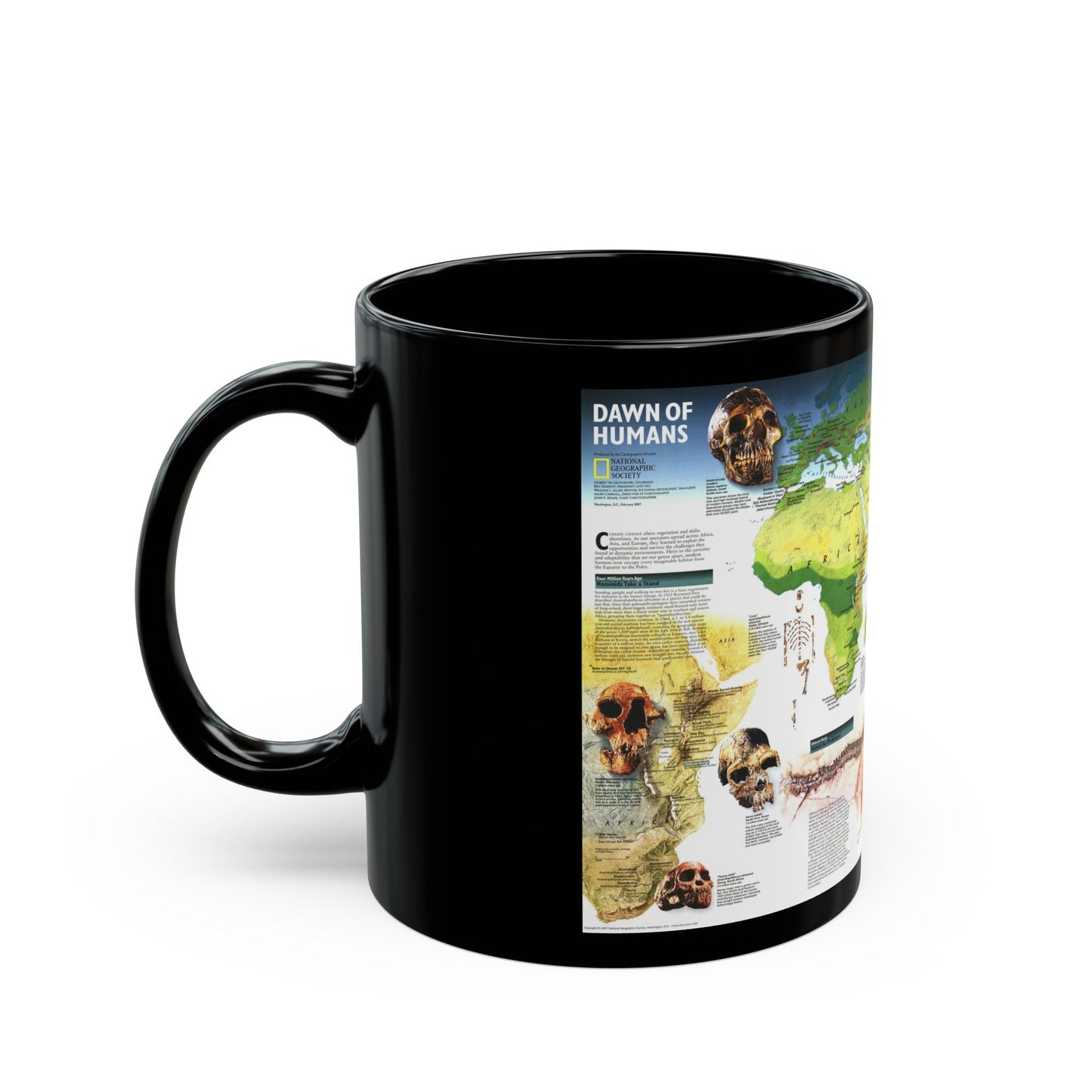 World Map - Dawn of Humans (1997) (Map) Black Coffee Mug-The Sticker Space