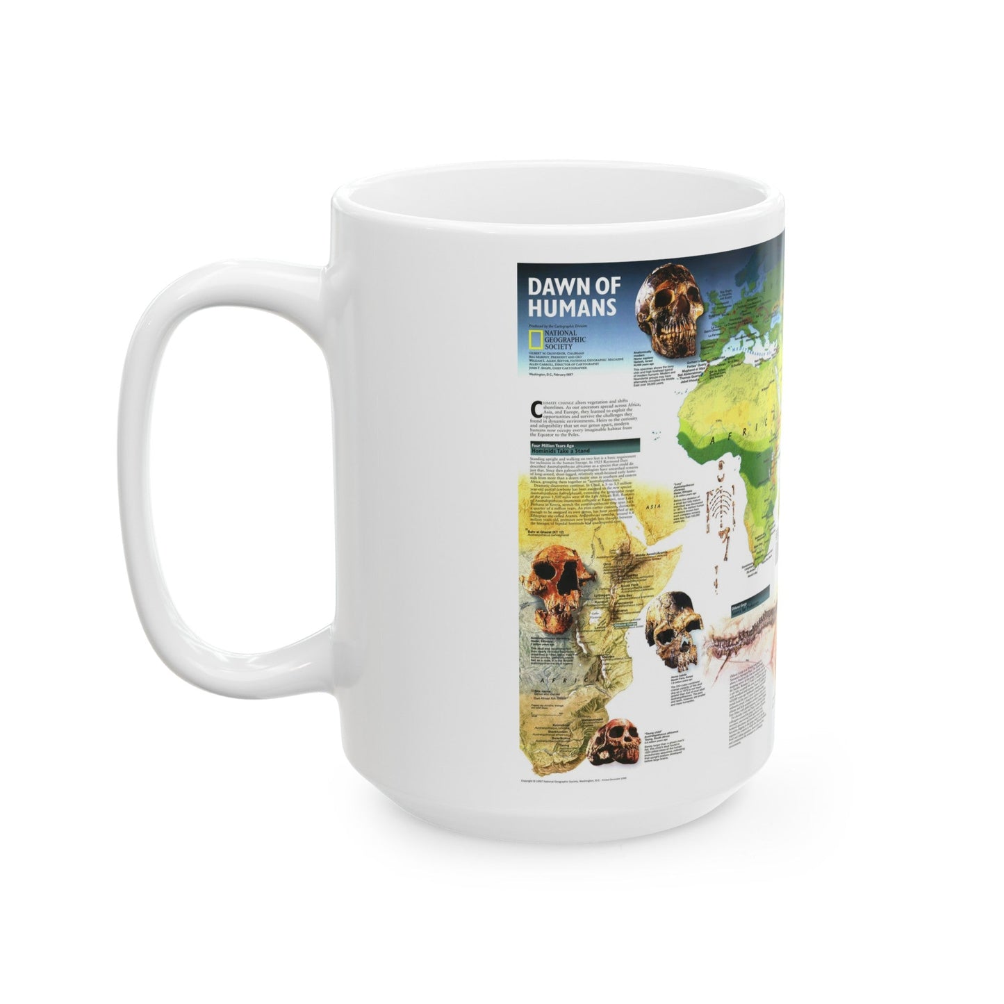 World Map - Dawn of Humans (1997) (Map) White Coffee Mug-The Sticker Space