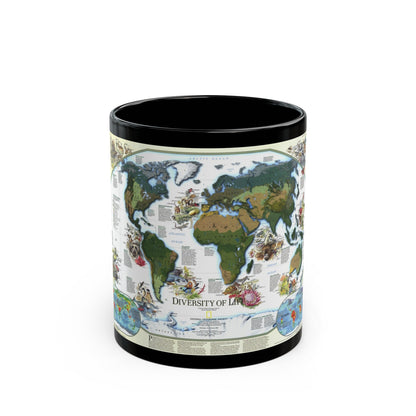 World Map - Diversity of Life (1999) (Map) Black Coffee Mug-11oz-The Sticker Space