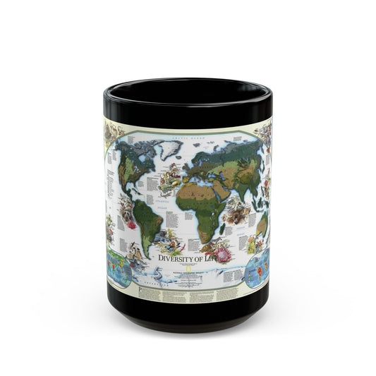 World Map - Diversity of Life (1999) (Map) Black Coffee Mug-15oz-The Sticker Space