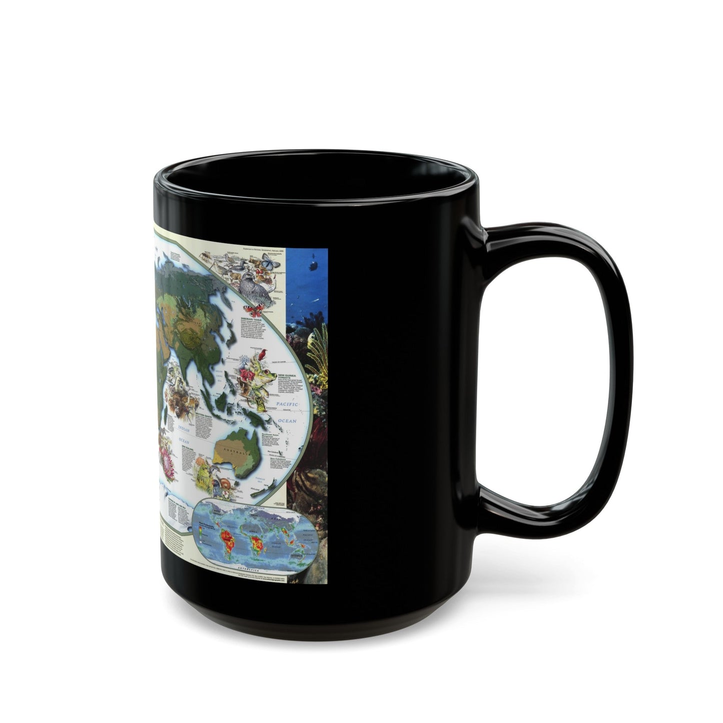 World Map - Diversity of Life (1999) (Map) Black Coffee Mug-The Sticker Space