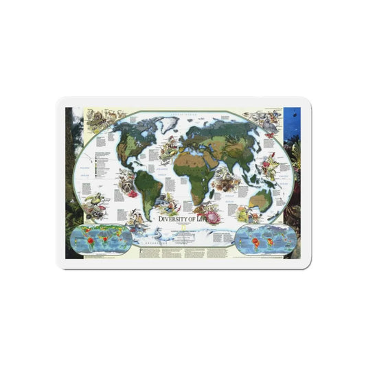World Map - Diversity of Life (1999) (Map) Refrigerator Magnet 6 Inch - The Sticker Space