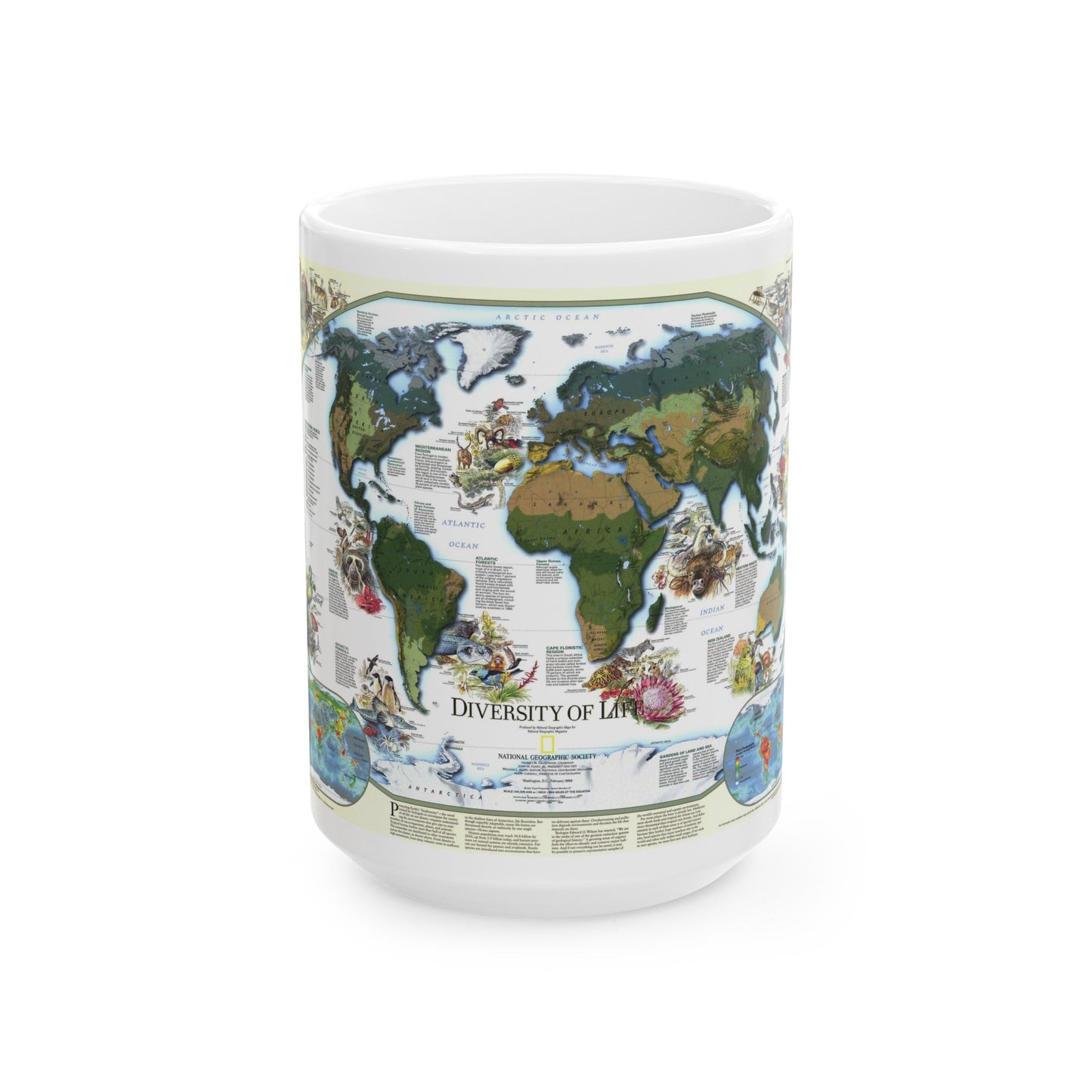 World Map - Diversity of Life (1999) (Map) White Coffee Mug-15oz-The Sticker Space