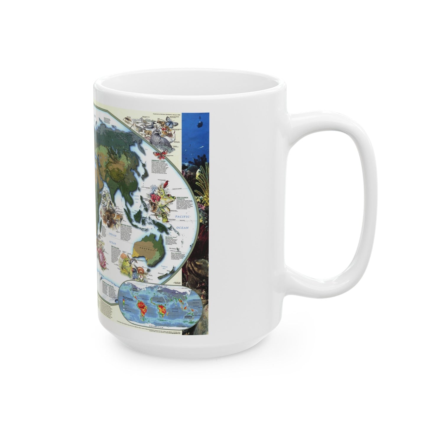 World Map - Diversity of Life (1999) (Map) White Coffee Mug-The Sticker Space