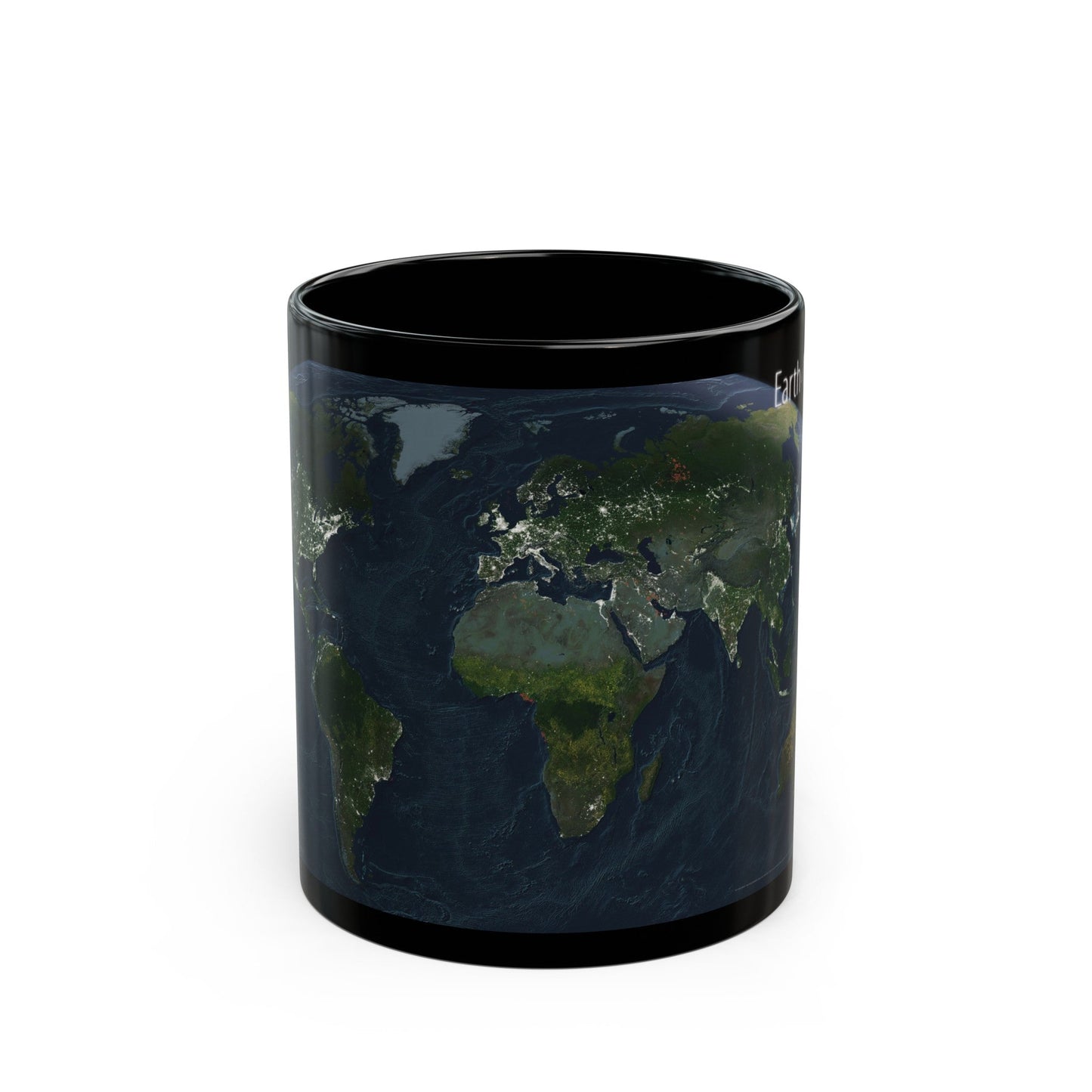 World Map - Earth at Night (2004) (Map) Black Coffee Mug-11oz-The Sticker Space