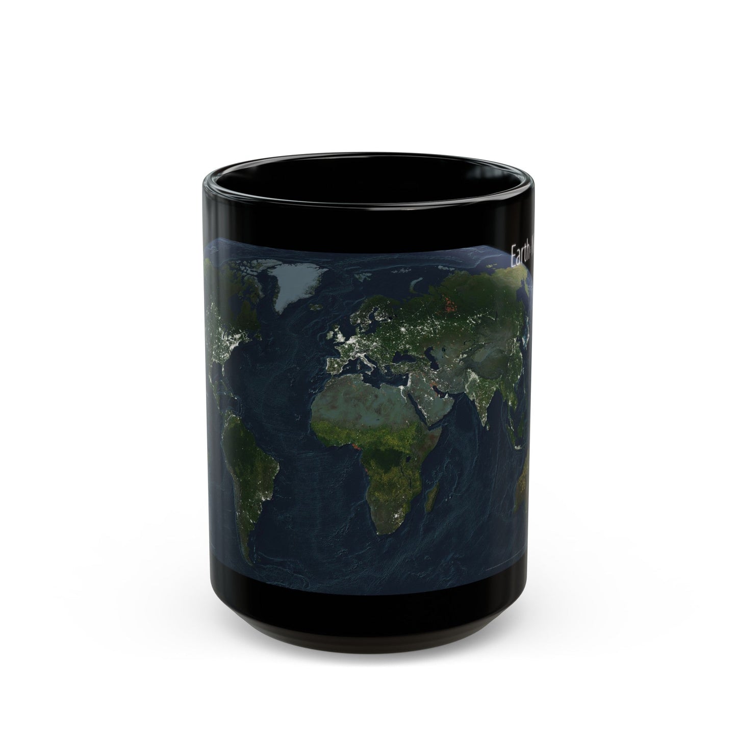 World Map - Earth at Night (2004) (Map) Black Coffee Mug-15oz-The Sticker Space