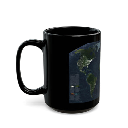 World Map - Earth at Night (2004) (Map) Black Coffee Mug-The Sticker Space