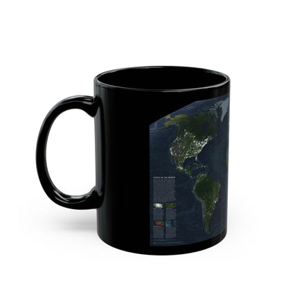 World Map - Earth at Night (2004) (Map) Black Coffee Mug-The Sticker Space