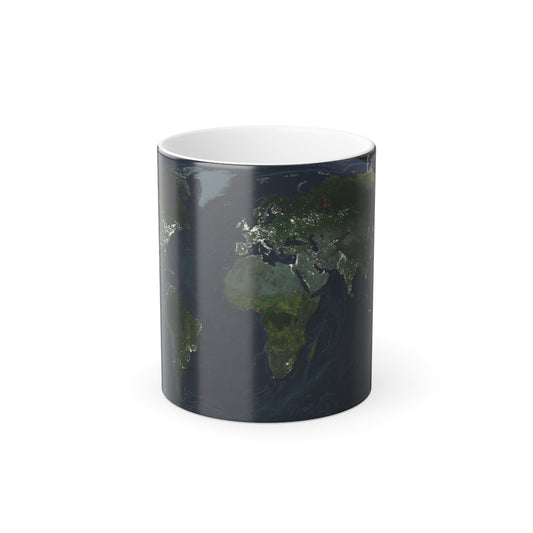 World Map - Earth at Night (2004) (Map) Color Changing Mug 11oz-11oz-The Sticker Space