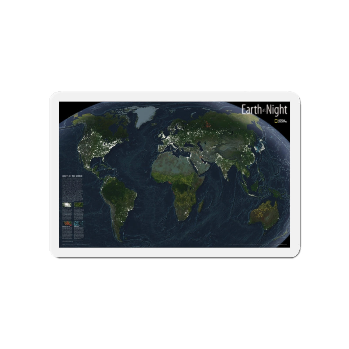 World Map - Earth at Night (2004) (Map) Refrigerator Magnet-4" x 4"-The Sticker Space