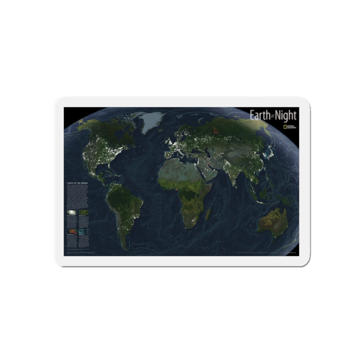 World Map - Earth at Night (2004) (Map) Refrigerator Magnet-5" x 5"-The Sticker Space