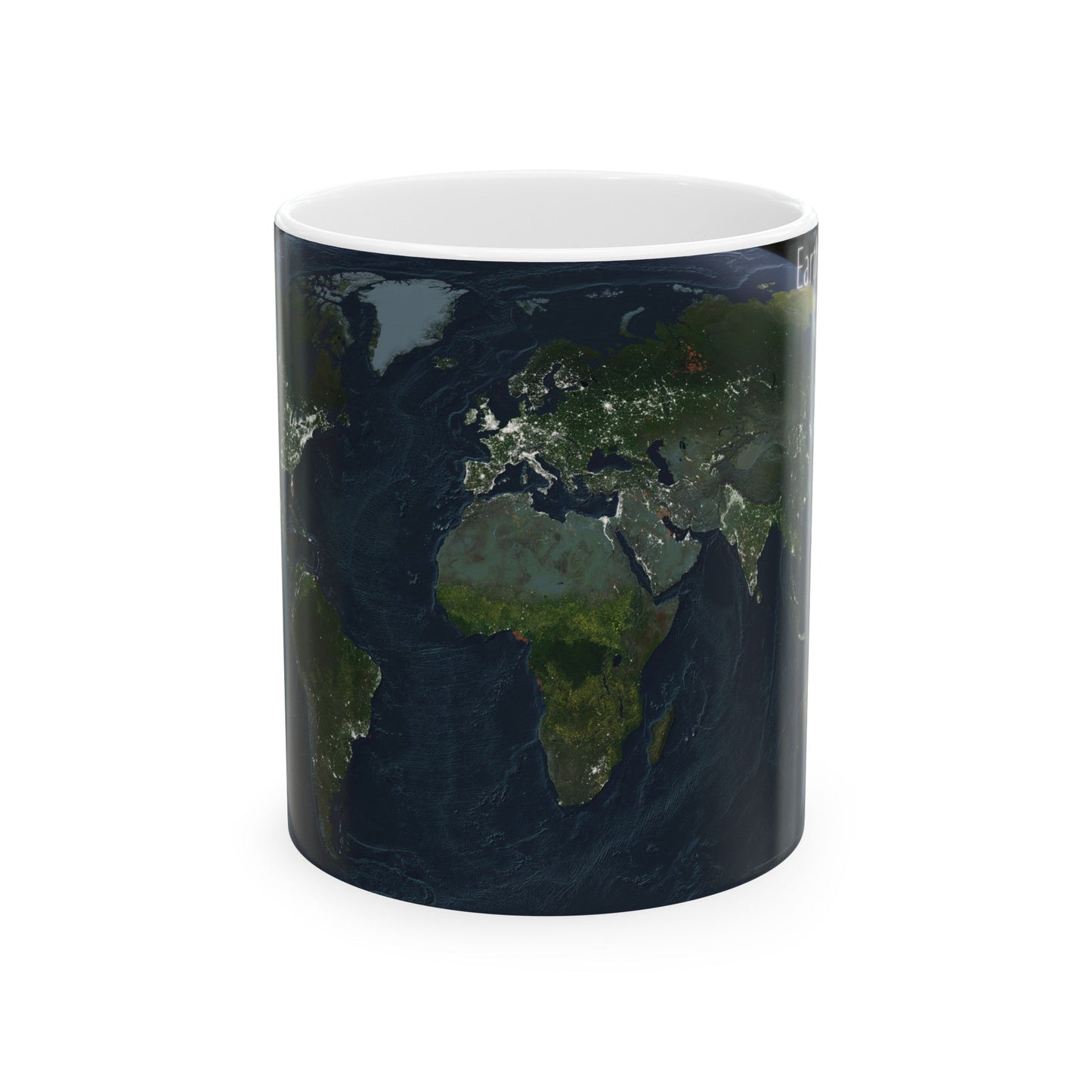 World Map - Earth at Night (2004) (Map) White Coffee Mug-11oz-The Sticker Space