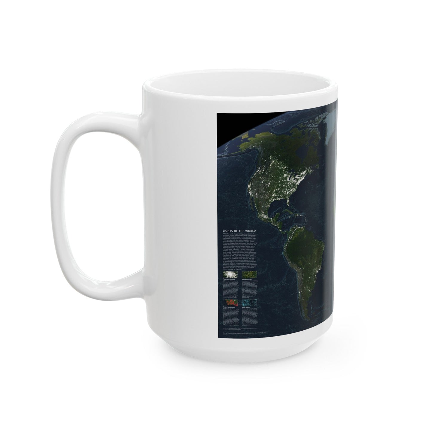 World Map - Earth at Night (2004) (Map) White Coffee Mug-The Sticker Space