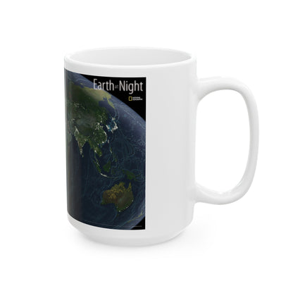 World Map - Earth at Night (2004) (Map) White Coffee Mug-The Sticker Space