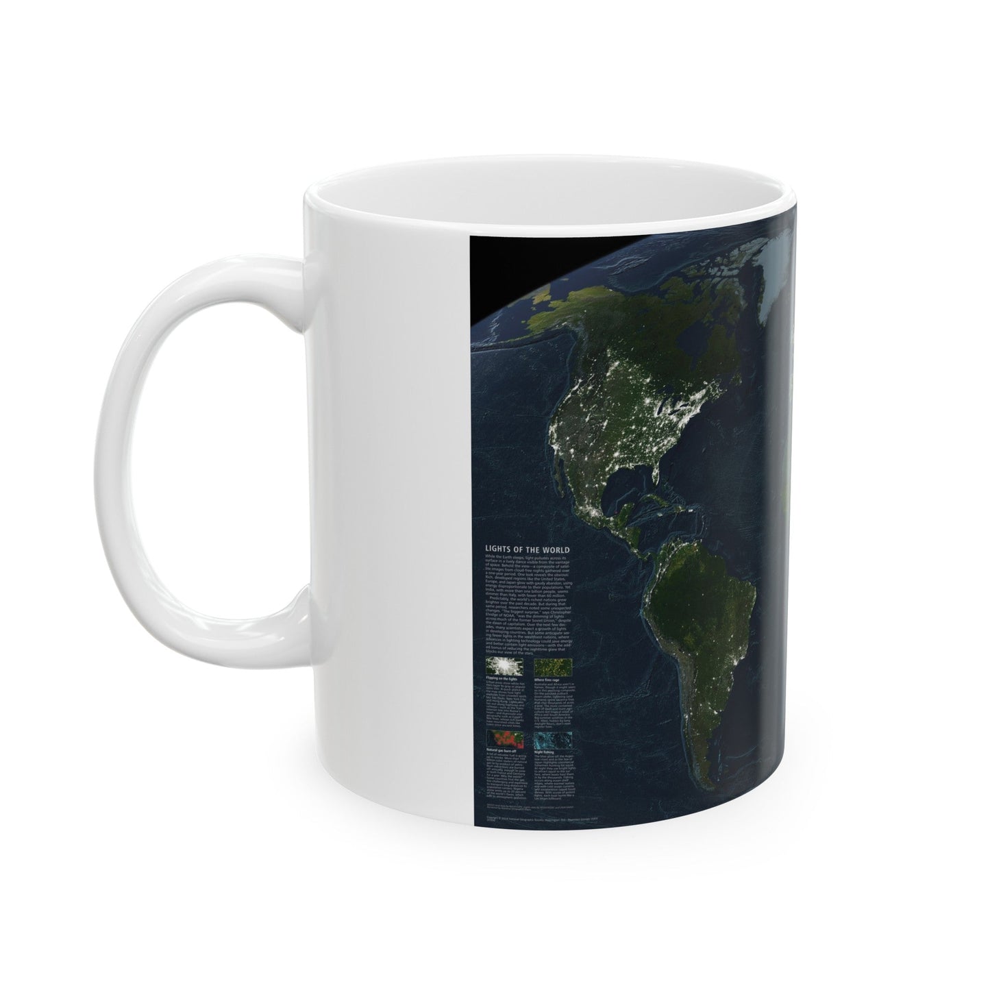 World Map - Earth at Night (2004) (Map) White Coffee Mug-The Sticker Space