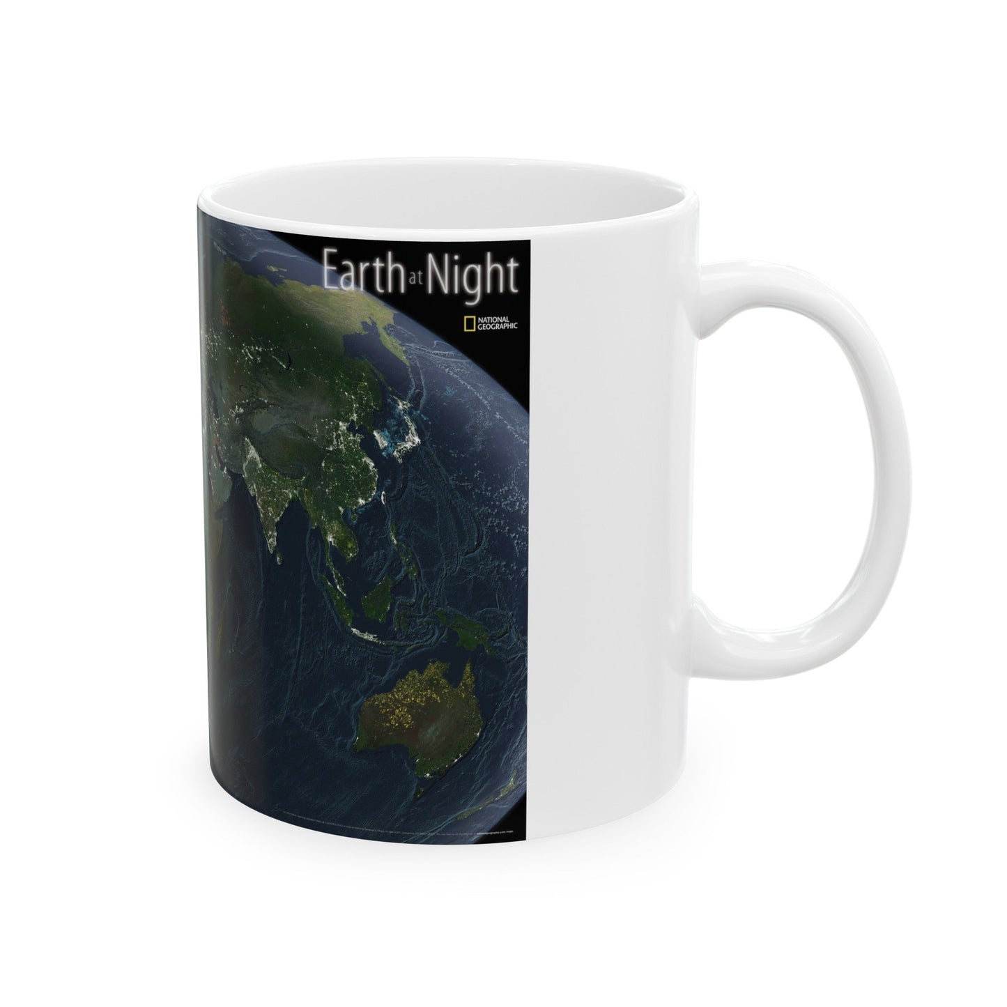 World Map - Earth at Night (2004) (Map) White Coffee Mug-The Sticker Space