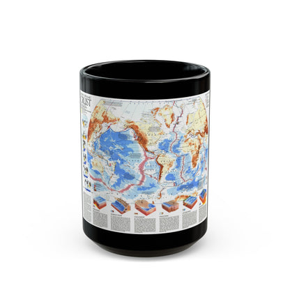 World Map - Earth's Dynamic Crust (1985) (Map) Black Coffee Mug-15oz-The Sticker Space