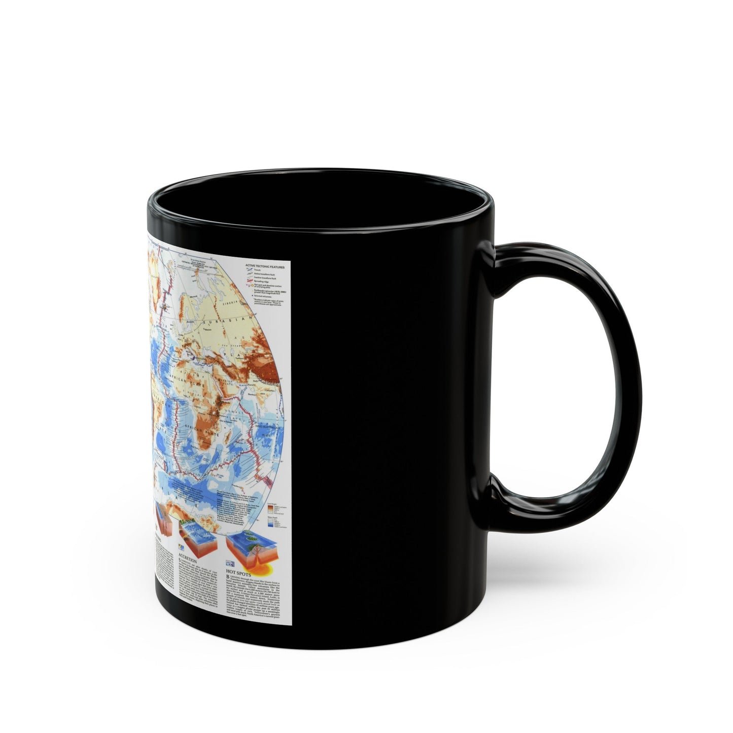 World Map - Earth's Dynamic Crust (1985) (Map) Black Coffee Mug-The Sticker Space