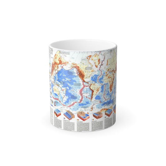 World Map - Earth's Dynamic Crust (1985) (Map) Color Changing Mug 11oz-11oz-The Sticker Space