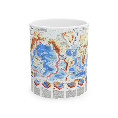 World Map - Earth's Dynamic Crust (1985) (Map) White Coffee Mug-11oz-The Sticker Space