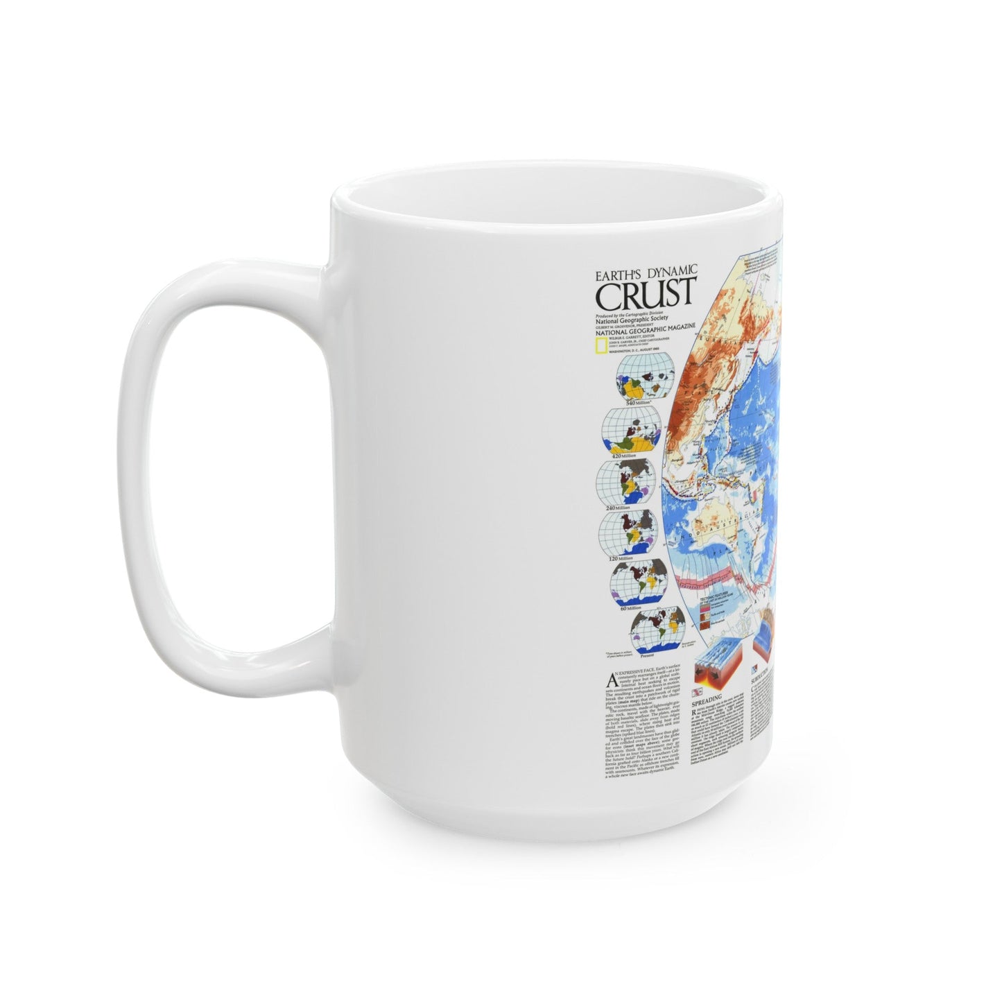 World Map - Earth's Dynamic Crust (1985) (Map) White Coffee Mug-The Sticker Space