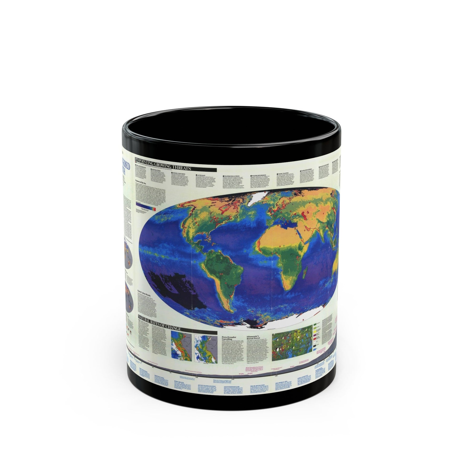 World Map - Endangered Earth (Map) Black Coffee Mug-11oz-The Sticker Space