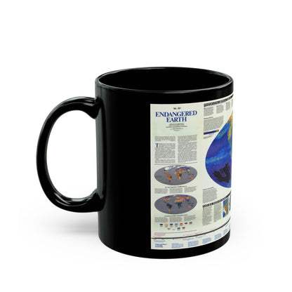 World Map - Endangered Earth (Map) Black Coffee Mug-The Sticker Space