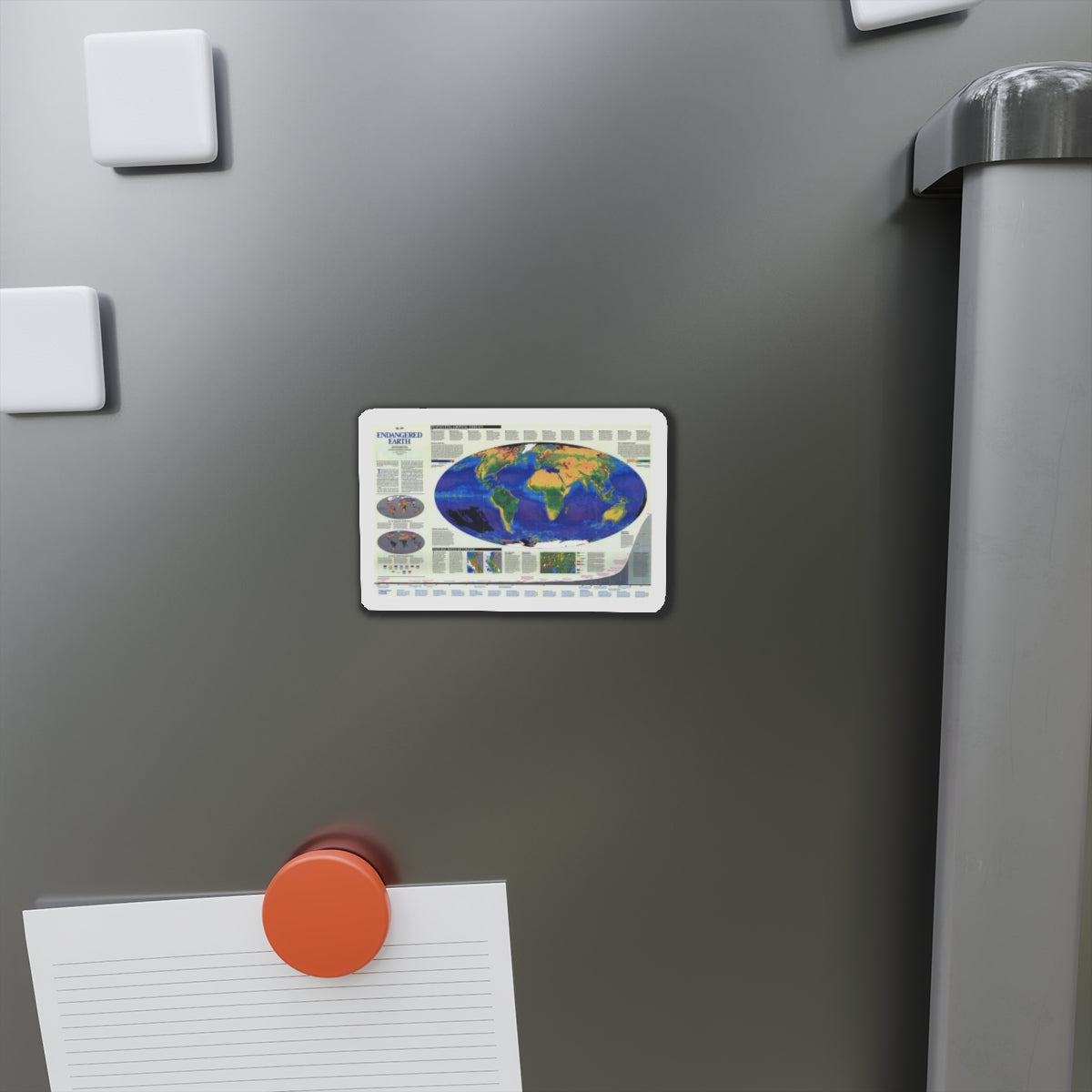 World Map - Endangered Earth (Map) Refrigerator Magnet-The Sticker Space