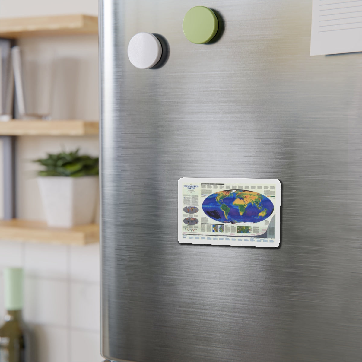 World Map - Endangered Earth (Map) Refrigerator Magnet-The Sticker Space