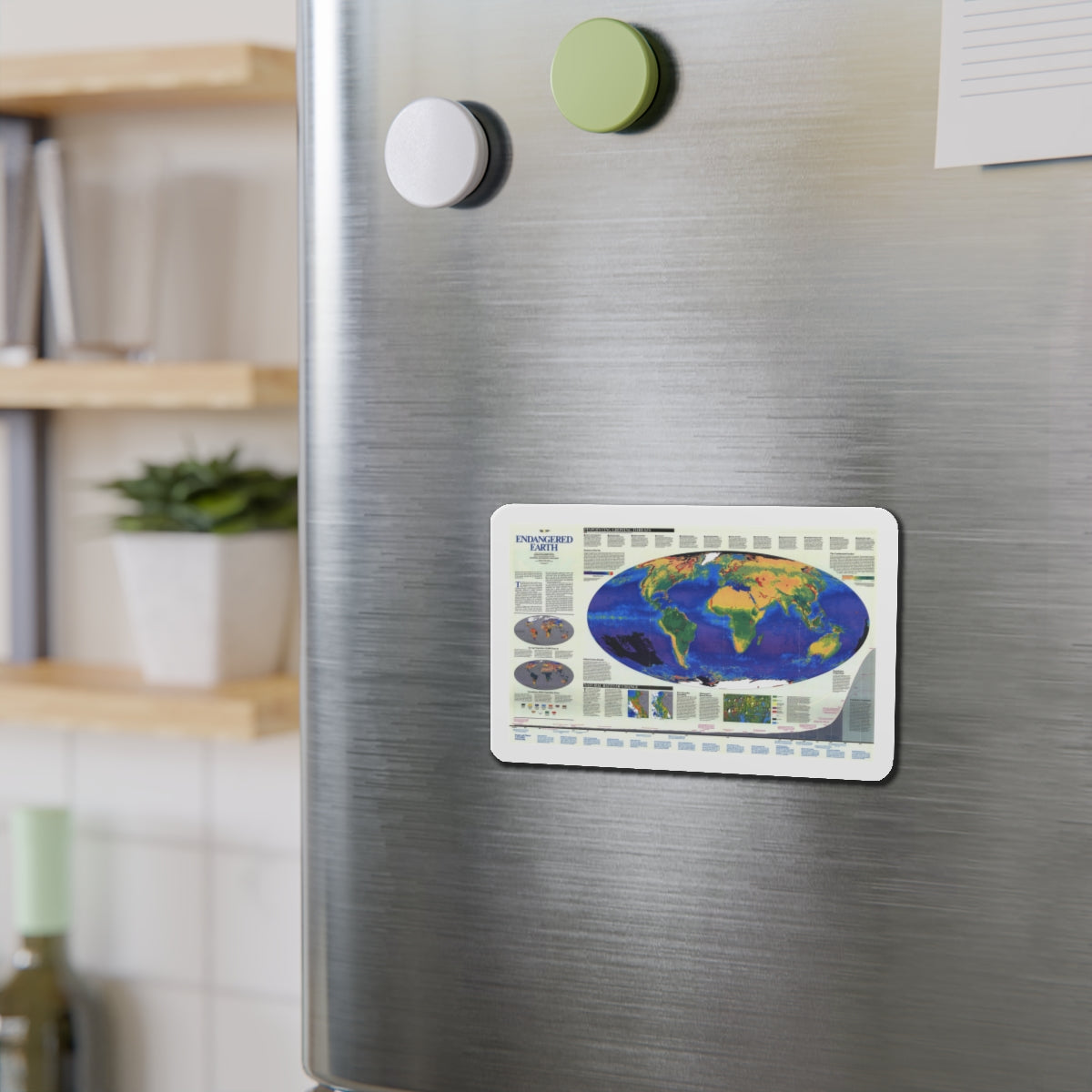 World Map - Endangered Earth (Map) Refrigerator Magnet-The Sticker Space