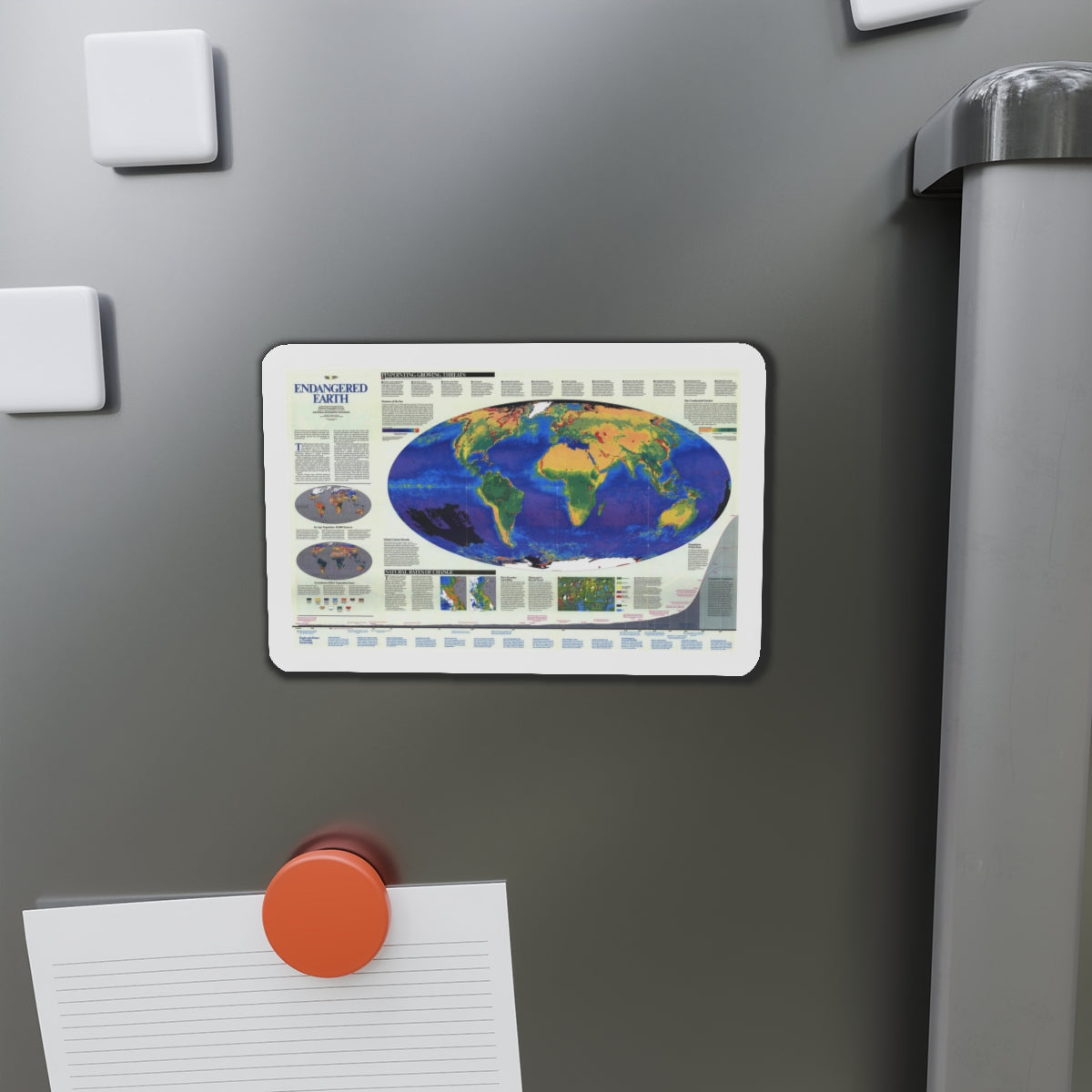 World Map - Endangered Earth (Map) Refrigerator Magnet-The Sticker Space