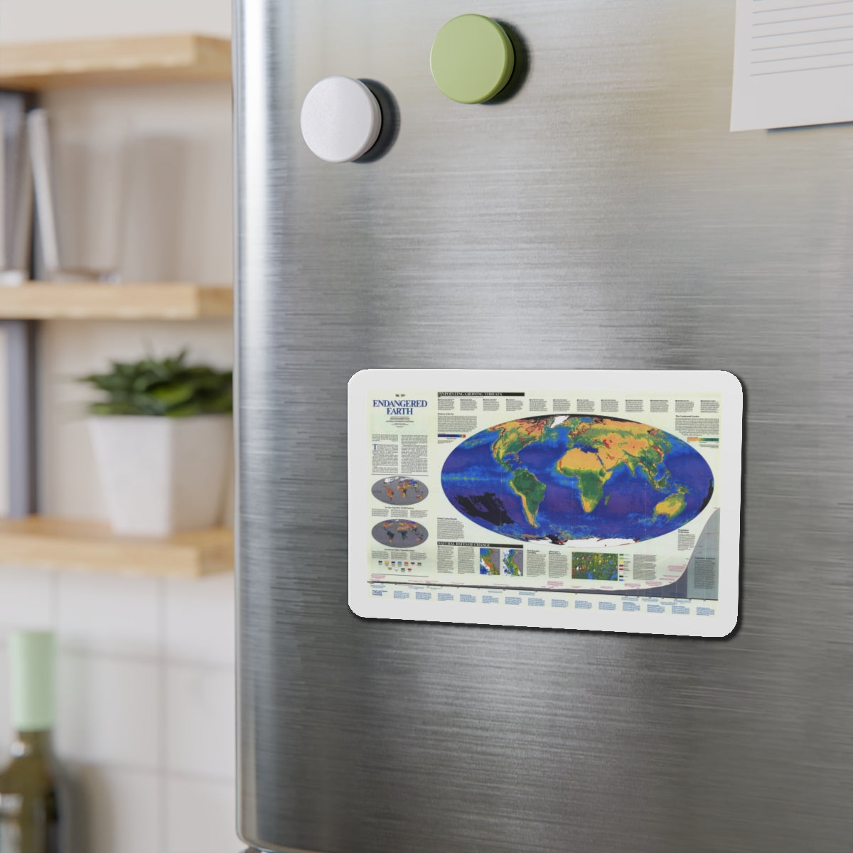 World Map - Endangered Earth (Map) Refrigerator Magnet-The Sticker Space