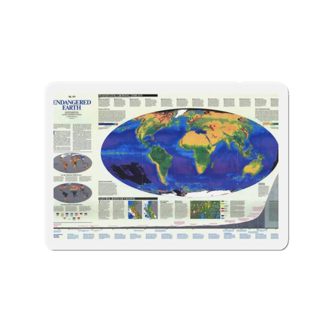 World Map - Endangered Earth (Map) Refrigerator Magnet 2 Inch - The Sticker Space