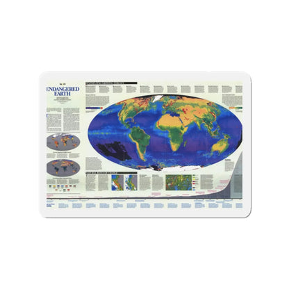 World Map - Endangered Earth (Map) Refrigerator Magnet 2 Inch - The Sticker Space